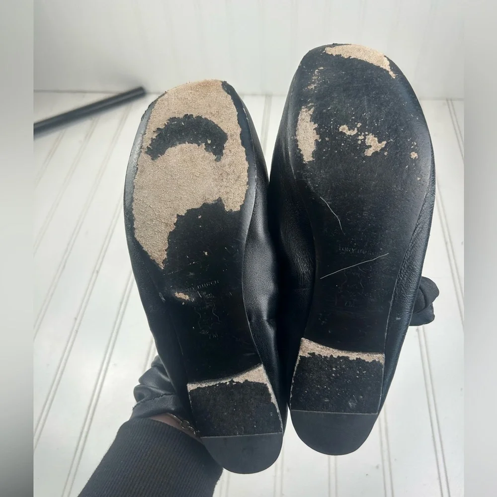 Tory Burch Vintage Melinda Scrunch Black Ballet Work Flats Women’s Size 7M $250